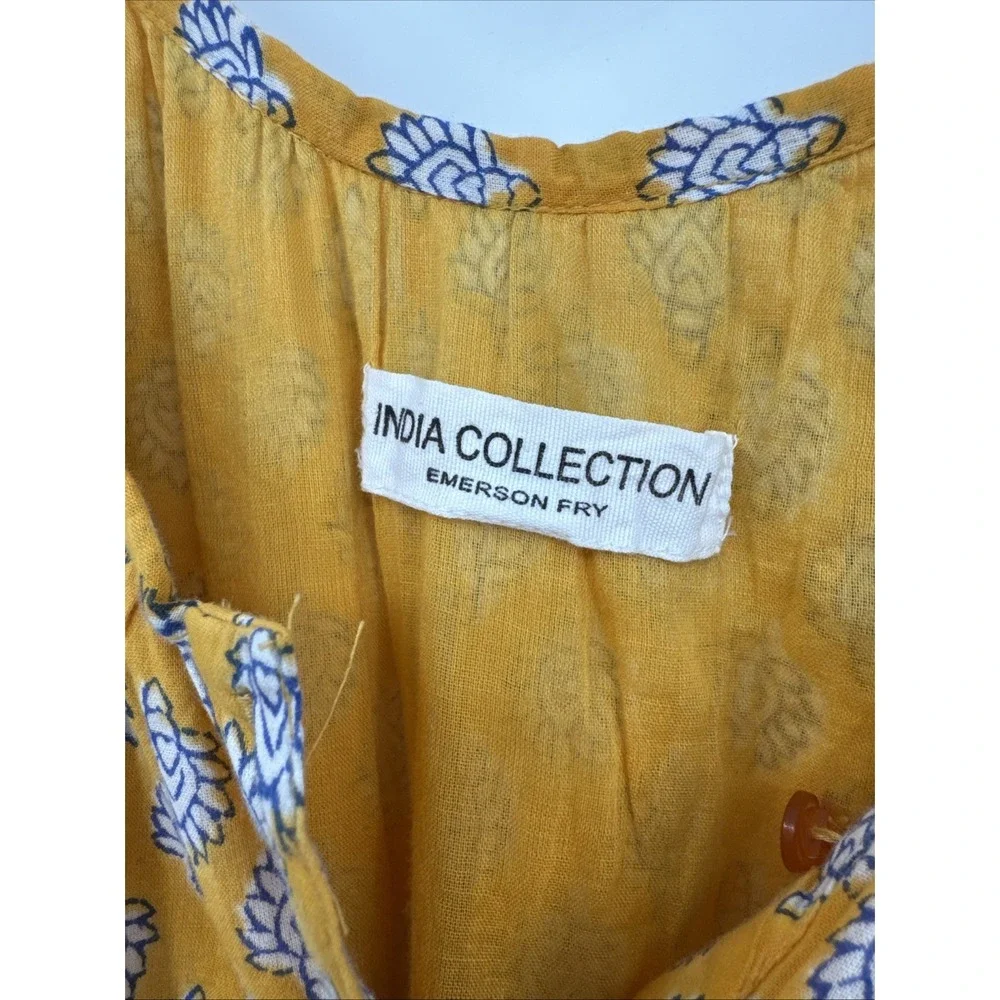 Emerson Fry India Collection Hand Block Printed Button Front Maxi Dress M/L??